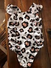 Bañador sin mangas con volantes de leopardo para niños pequeños, traje de baño de una pieza, conjuntos de playa