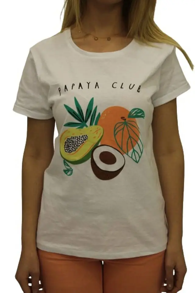 

Двойная рука Papaya Club Печатный T-короткий-белый