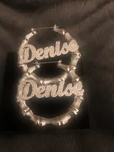 DOREMI-pendientes con nombre de bambú para mujer, aretes de aro trapezoidal personalizados con nombre y letras grandes, regalo para mujer