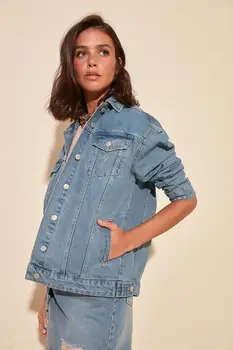 

Trendyol Vintage-Flushing Denim Jacket TWOSS20CE0035