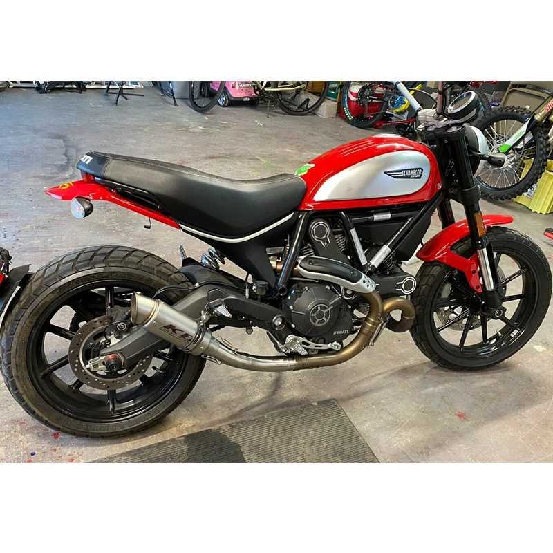 US $65.12 Exhaust System Muffler DB Killer Pipe Slip On Middle Link Tube Connect Section For Ducati Scrambler 800 821 Classic Monster 797