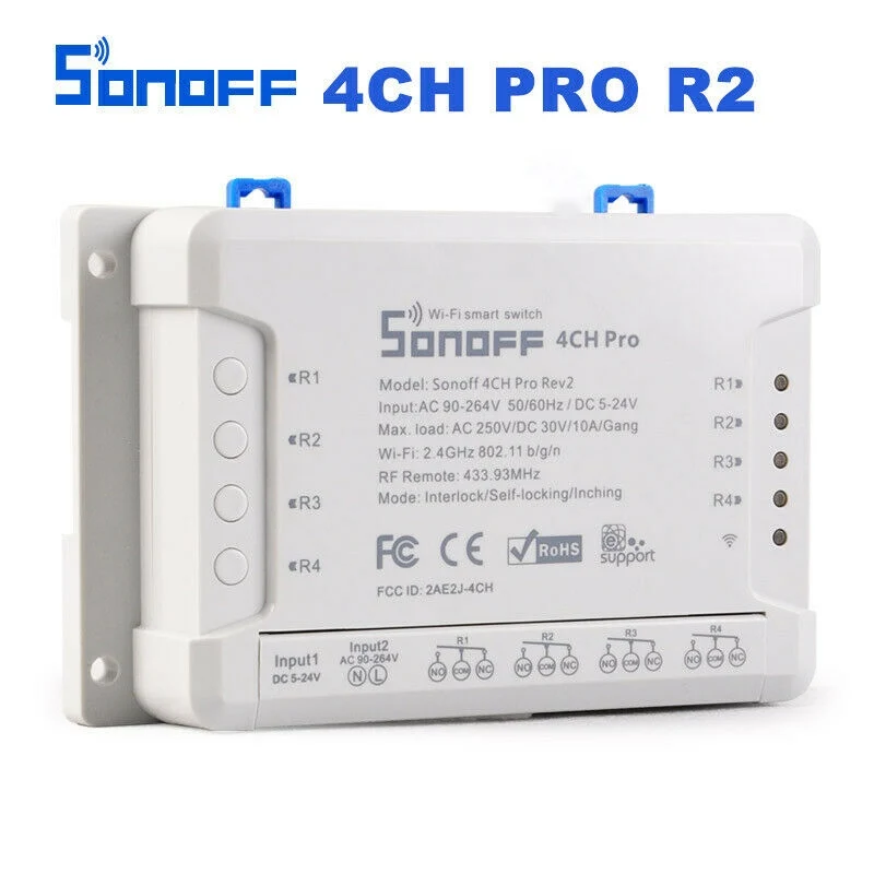Sonoff 4CH Pro R3 433 МГц 4-канальный беспроводной Wi-Fi переключатель для дома совместимый с