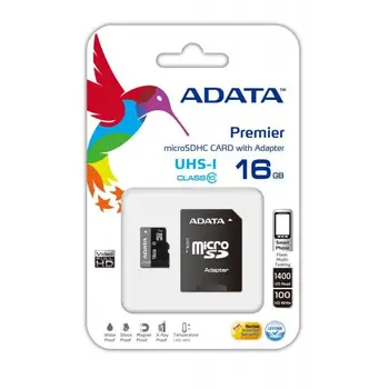 

SDHC card ADATA MICRO PREMIER 16GB (2 in1) UHS-I CL10 AUSDH16GUICL10-RA1