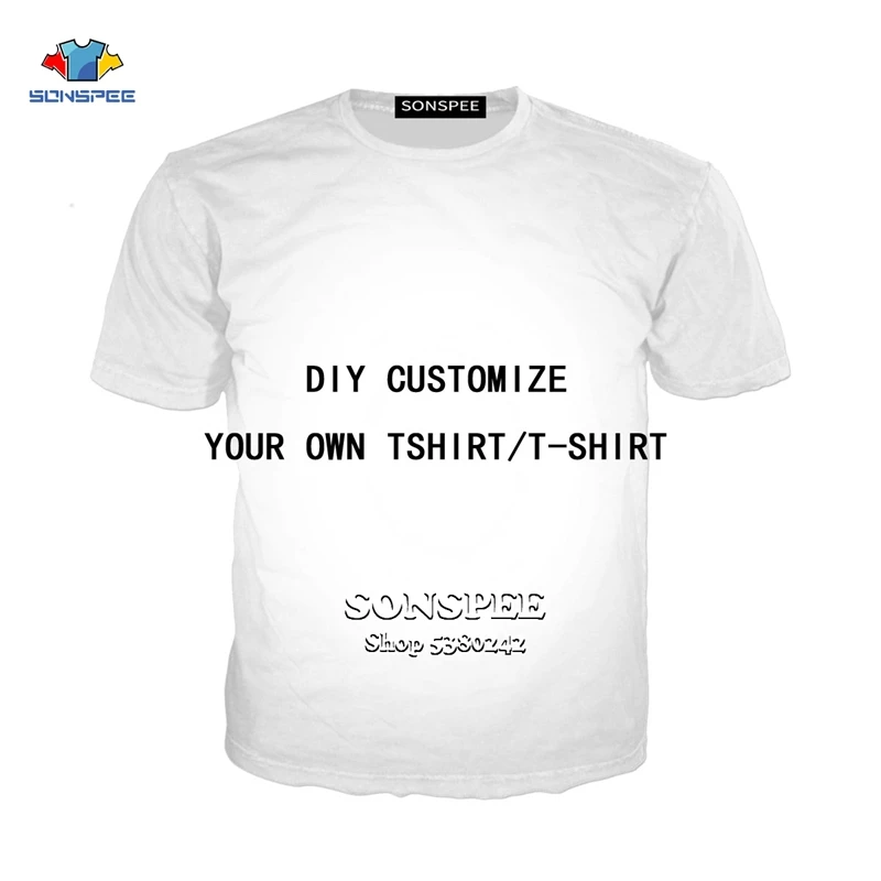 

SONSPEE Customize DIY 2D Print T-Shirts Your Own Photos/Pictures/Star/Anime/Character/Singer Men Women Cotton Hip Hop Streetwear