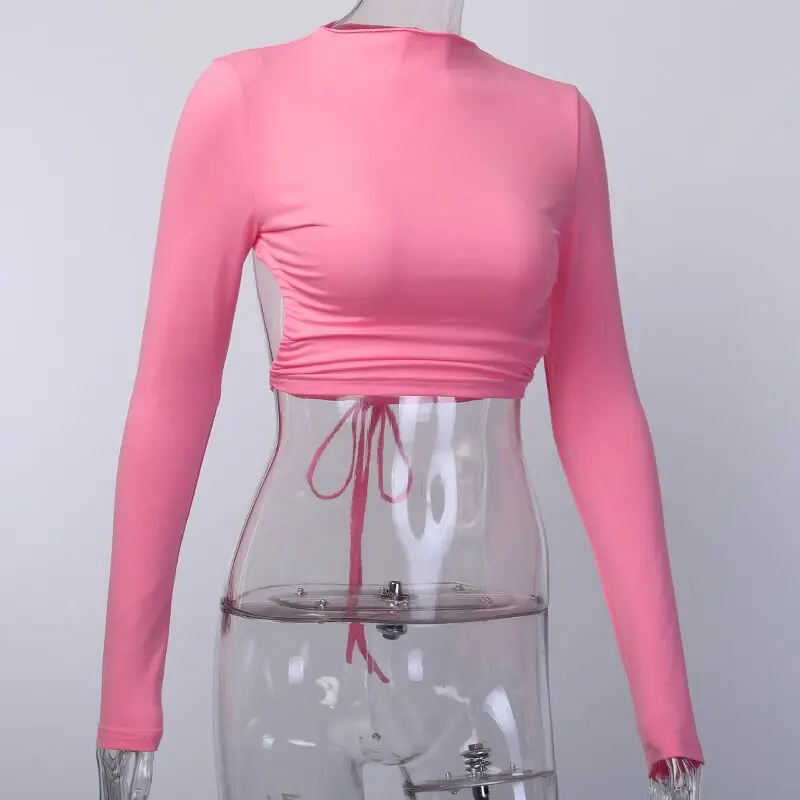 Ueacb728957fb48e482048631b7d16de37 - Sexy Harajuku Open Back  Long Sleeve T-Shirt