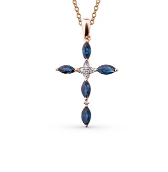 

Gold pendant with sapphires and diamonds sunlight sample 585