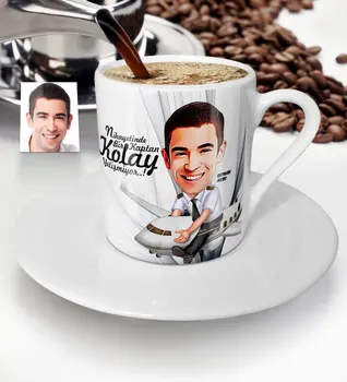 

Personalized Mr Captain Pilot Cartoon Turkish coffee Cup-1