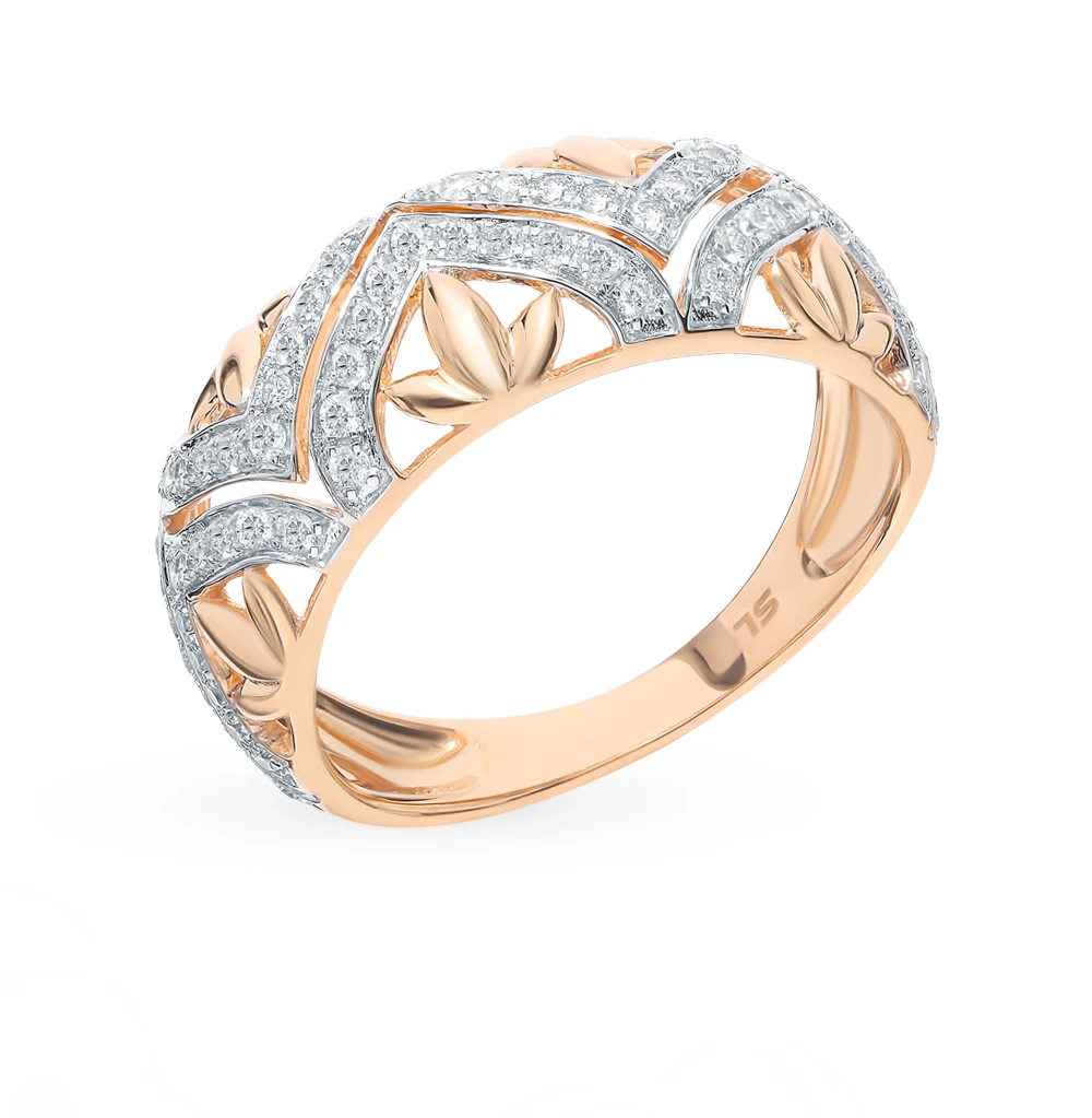 Gold ring with diamonds sunlight sample 585 | Украшения и аксессуары
