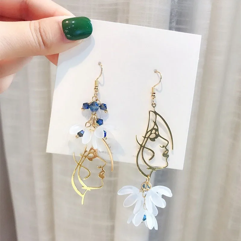 Flower Earrings Crystal Tassel Earrings Fruit Design Earrings Long Earrings New Flower Bohemia Hanging Women Fashion Tassel Rhinestone Flowers Earring Female Wedding Party Jewelry Gift