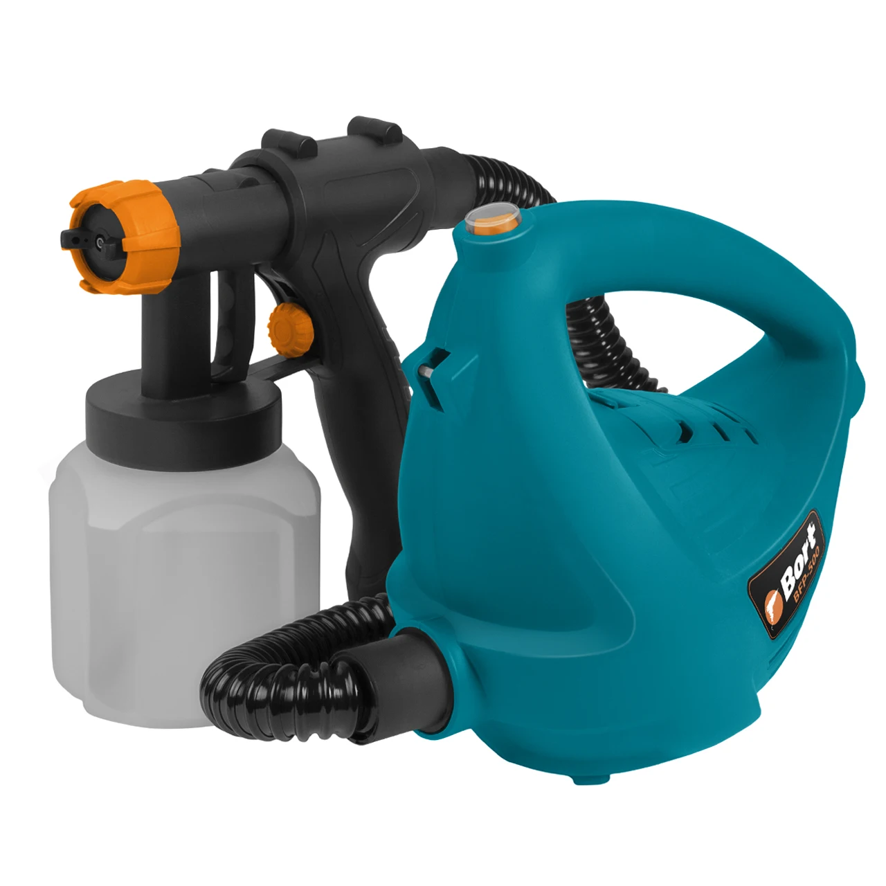 Распылитель электрический Bort BFP-500 (Мощность 500 Вт, регулировка подачи краски, производительность 700 мл. в мин., ёмкость бачка 700 мл)