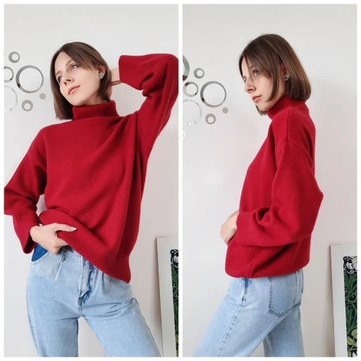 WYWM Turtle Neck Cashmere Sweater Women Korean Style Loose Warm Knitted Pullover 2021 Winter Outwear Lazy Oaf Female Jumpers photo review