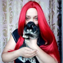 HANNE-Peluca de fiesta larga y recta para mujer, color rojo/Verde/azul/morado, fibra resistente al calor, aspecto Natural