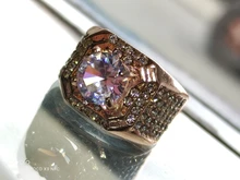 FDLK-anillo lujoso de oro rosa para hombre, piedra Natural de cristal, regalo de aniversario para novio, banda de boda de compromiso para banquete