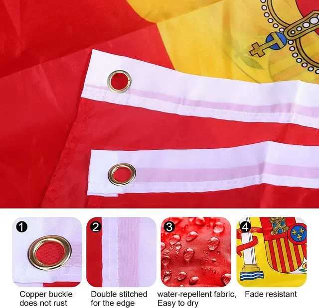 Livraison gratuite Espagne drapeau national 90x150cm Polyester No Fade esp  Es Espana Bannière du drapeau espagnol pour la célébration Grands drapeaux