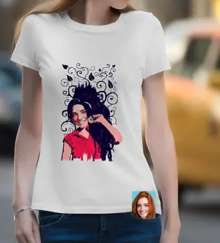 

Personalized Women 'S Abstract Caricature Of White Tişört-1