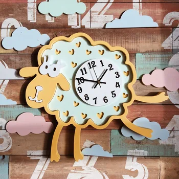 

Children's wall clock Big sheepi, yellow-blue