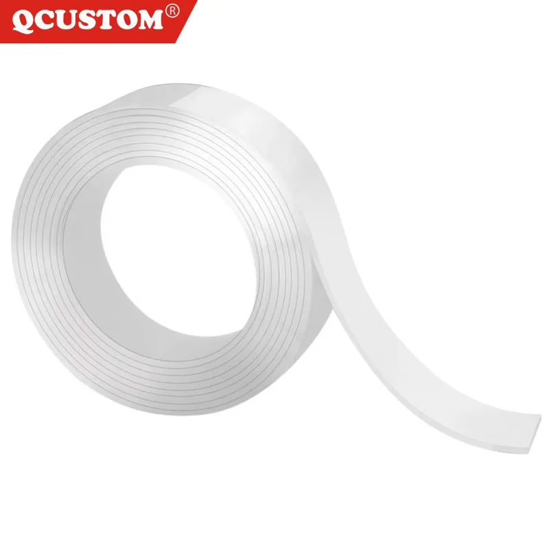 

QCUSTOM Transparent Magic-Tape Nano Transparent No-Trace Waterproof Home Improvement Cleanable Reuse Acrylic for Double Sided 5M