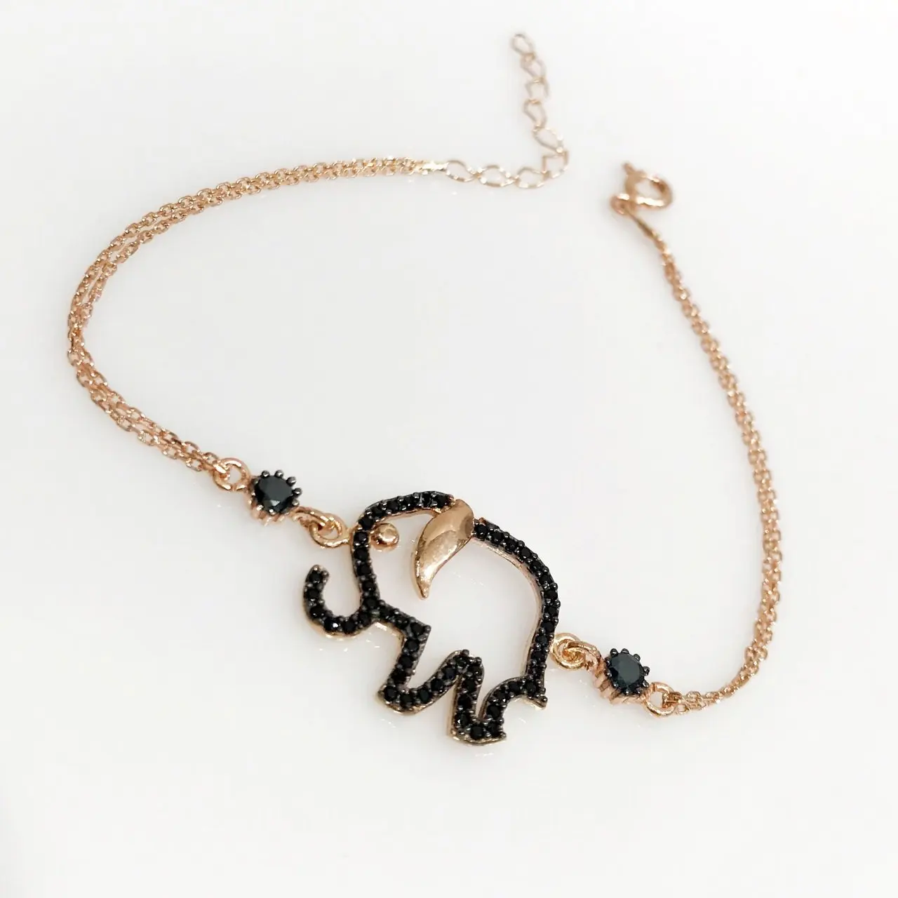 

Black Onyx Stone Elephant Silver Bracelet