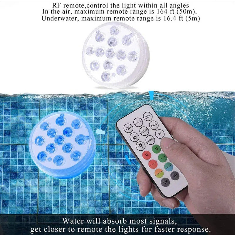 underwater boat lights 1/2pcs  Colors Submersible Lights LED Remote Control Wireless Pond Underwater Lights Outdoor Swimming Pool Diving Light marine underwater lights