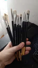 Pincel de punta redonda para pintura artística, Pinceles para acrílico con pelo de lana y agua, suministros de arte, 6 uds.