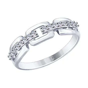 

Sokolov silver ring with cubic zirconia, fashion jewelry, 925, women's male