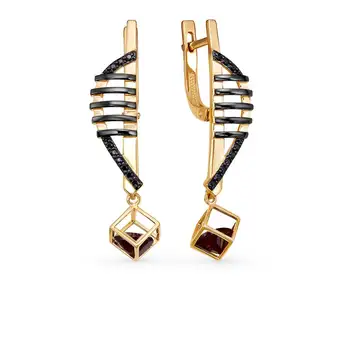 

Gold earrings with cubic zirconia and Garnet sunlight