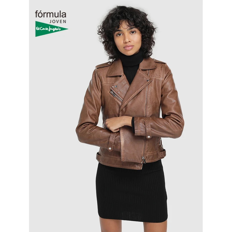 Fórmula Joven Cazadora Marrón Perfecto de Mujer de Polipiel Moda El Inglés Invierno Bolsillos Alta Calidad AliExpress de mujer