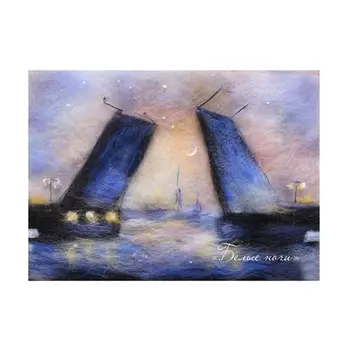 

Set for felting (painting color wool) 'White night '21x29,7 cm (A4)