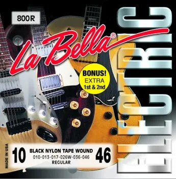 

800R Black Nylon Set strings for electric guitar, braid black nylon, Regular, 10-46, La Bella