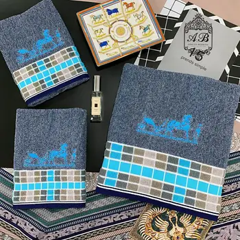 

Set of three towels artextile Terry bath towel beautiful Terry Towel Blue Brown