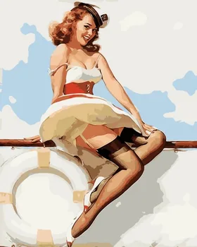 

Painting by Numbers Premium: Girl pin-up girl on яхте