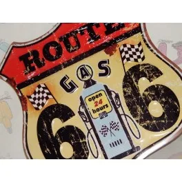 

Poster veneer shield Route 66 Vintage decor plate for room wall, lounge, bar, garage