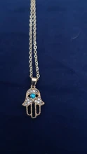 1PC turco de mal de ojo mano COLLAR COLGANTE Hamsa para mujer joyería de Color hueco clavícula cadenas de enlace
