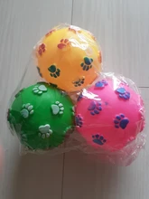 Funny Pet Dog Foot Print Ball Toy Colorful Sound Squeaky Toys for Dogs Cats Soft Rubber