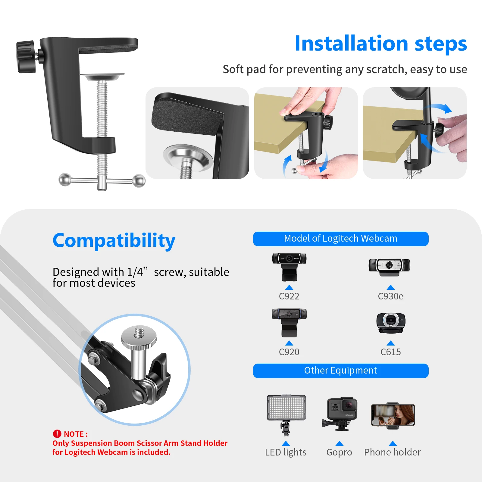 Регулируемый Настольный зажим подвеска стрела ножничный кронштейн держатель