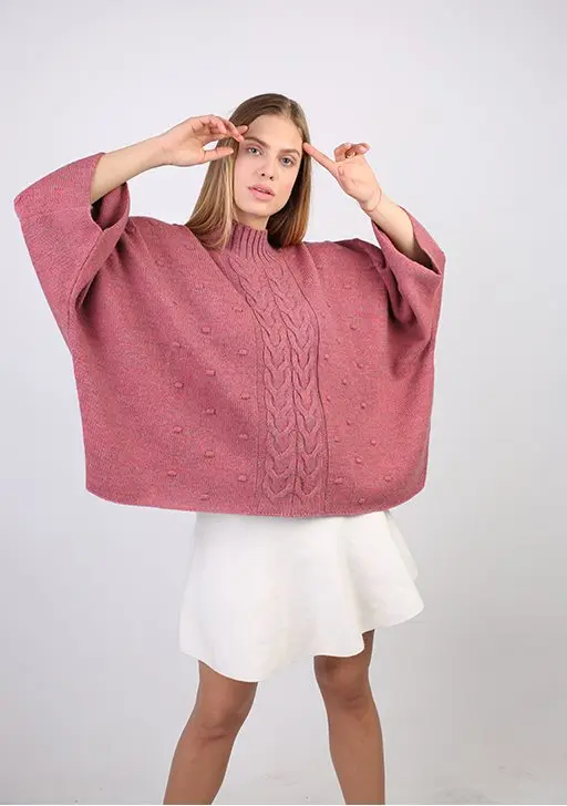 

Sweater Half Turtleneck Women Winter Poncho 3354