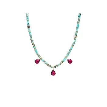 

Necklace Silver GRIMDINO Turquoise Pink Crystal LUXENTER