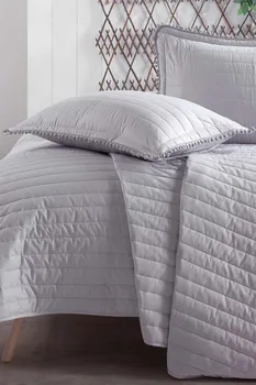 

Ranforce Multi Comfortable Double Bed Cover with Pompom PEDRA GRİ