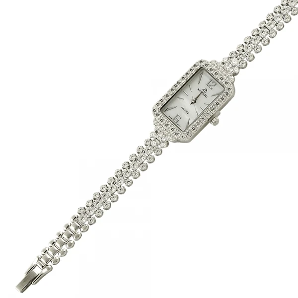 

Silver 925 Sterling Zircon Cubic Zirconia Square Clock