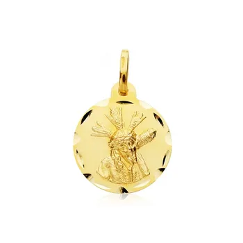 

Medal 9k gold scapular Virgin Macarena Christ Great Power [AB4863]