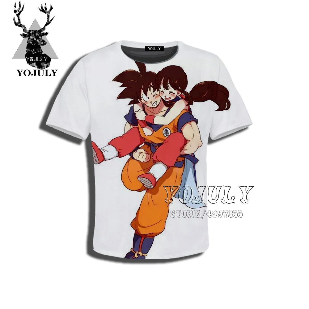 YOJULY Dragon Ball Z Ultra Instinct God Son Silhouette Goku chichi Super Saiyan Подростковая футболка для мальчиков и девочек с 3D принтом Лето A489