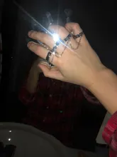 Punk Cool Hip-hop-Juego de anillos abiertos multicapa ajustable, cuatro dedos, juego de anillos para mujer, fiesta gótica, joyería de calle