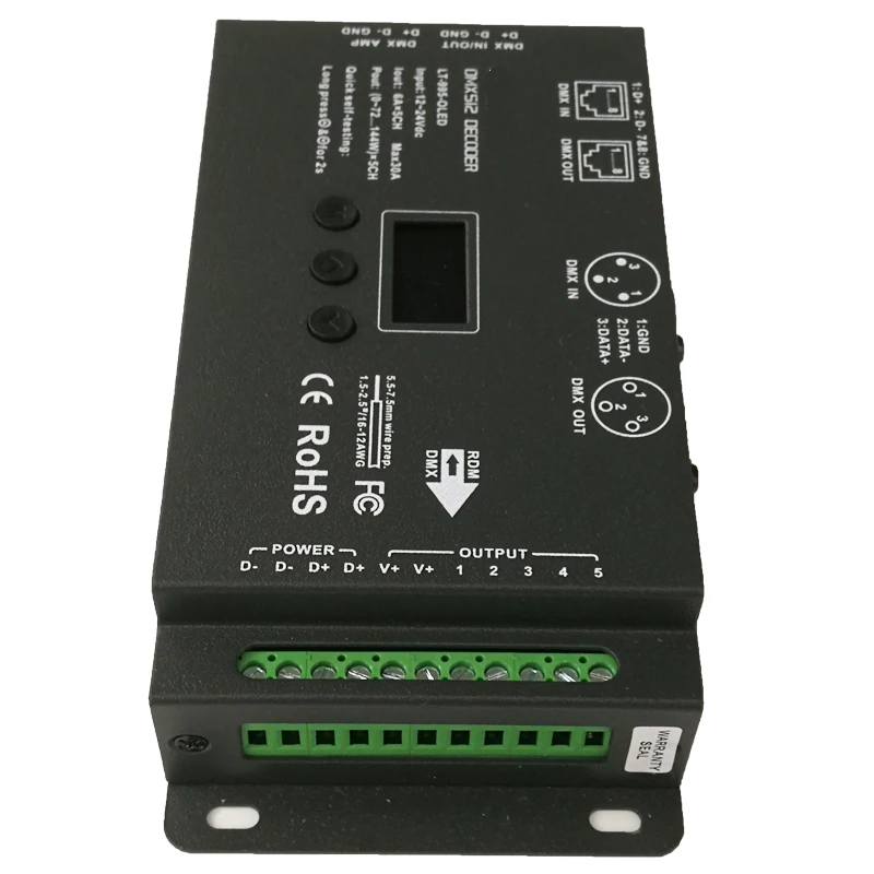 Новый светодиодный контроллер dmx декодера DC12 24V вход 6A * 5CH Макс 30A выход RGB/RGBW XLR 3/RJ45