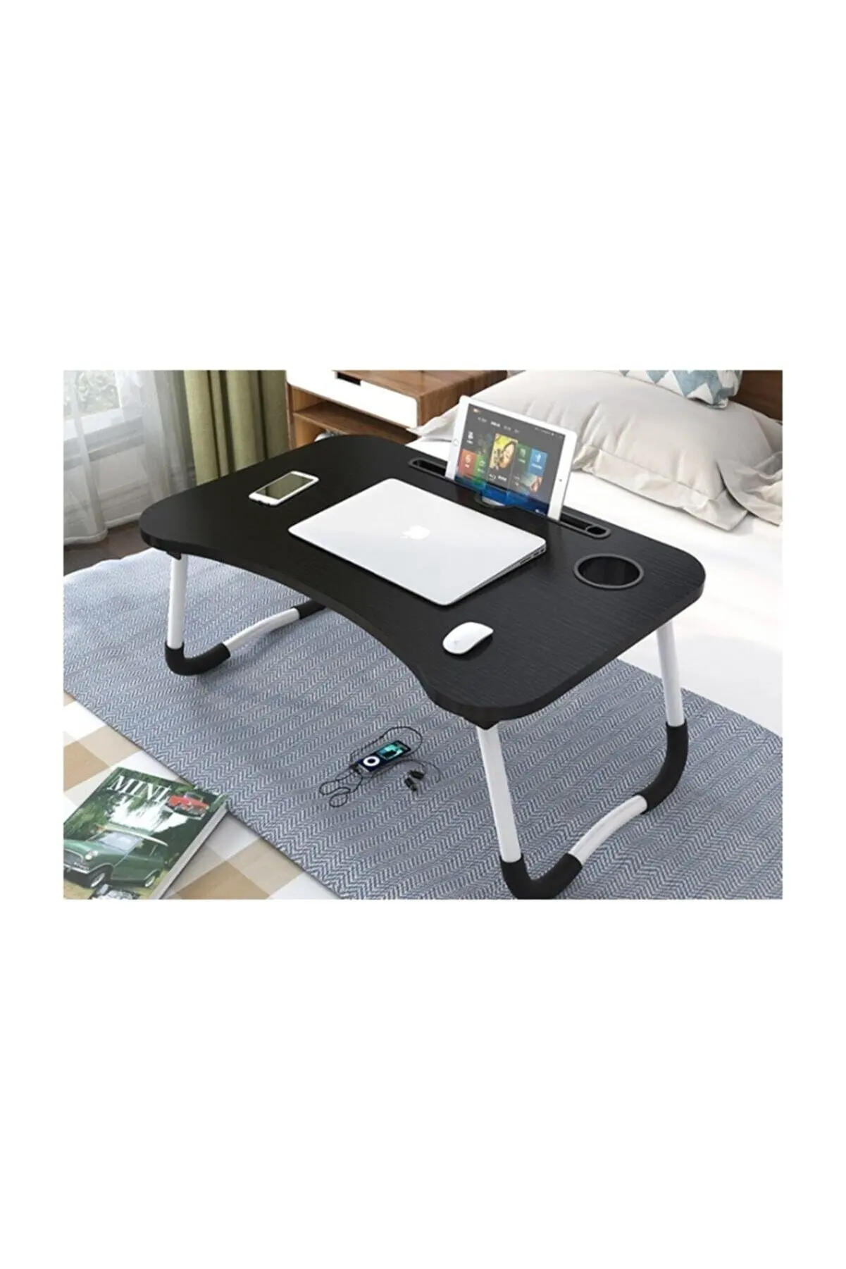 Portable Folding Bed Seat Top Patient Service Desk Laptop Computer Stand Home New Generation Quality High Laminated Chipboard Black computer chair