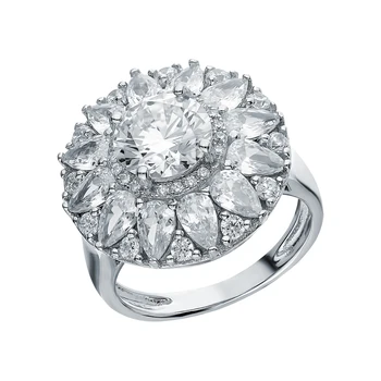 

Silver ring with cubic zirconia and sieve sunlight sample 925