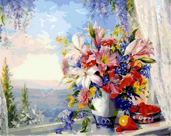

Canvas-coloring by numbers series "palette" 30x40 "vase with flowers on the window" Red Cat x-3401