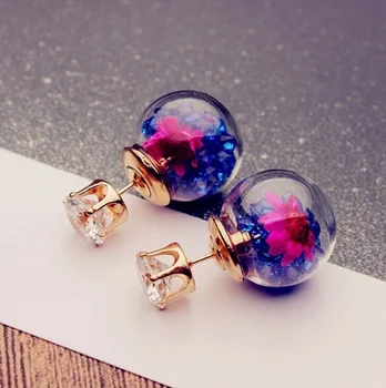 

1Pair Fashion Women Lady Elegant Flower Rhinestone Glass Ear Stud Earrings