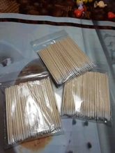300 Uds desechables Ultra-pequeño hisopo de algodón sin pelusa Micro cepillos madera bastoncillos de algodón torundas de algodón con pegamento para extensión de pestañas quitar herramientas