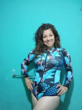 Swimwear Bathing-Suit Surfing Beach-Wear Long-Sleeve Floral Print Vintage Women