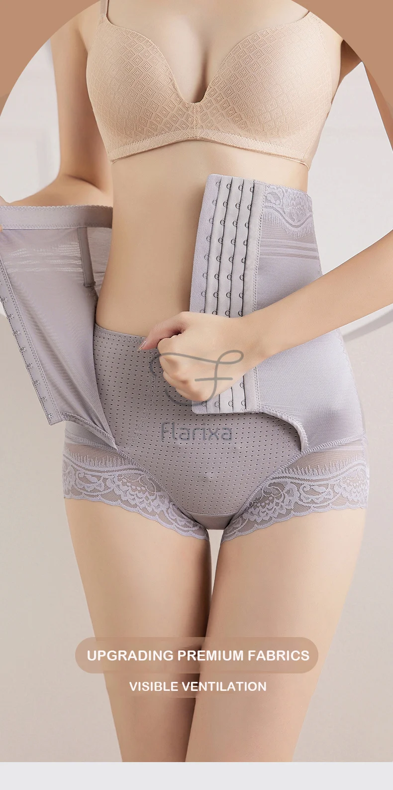 Flarixa Lace High Waist Hip Lift Shaping Briefs Adjustable Seamless Cartilage Shaping Women Pants Plus Size Body Shaping Panties best tummy control shapewear uk